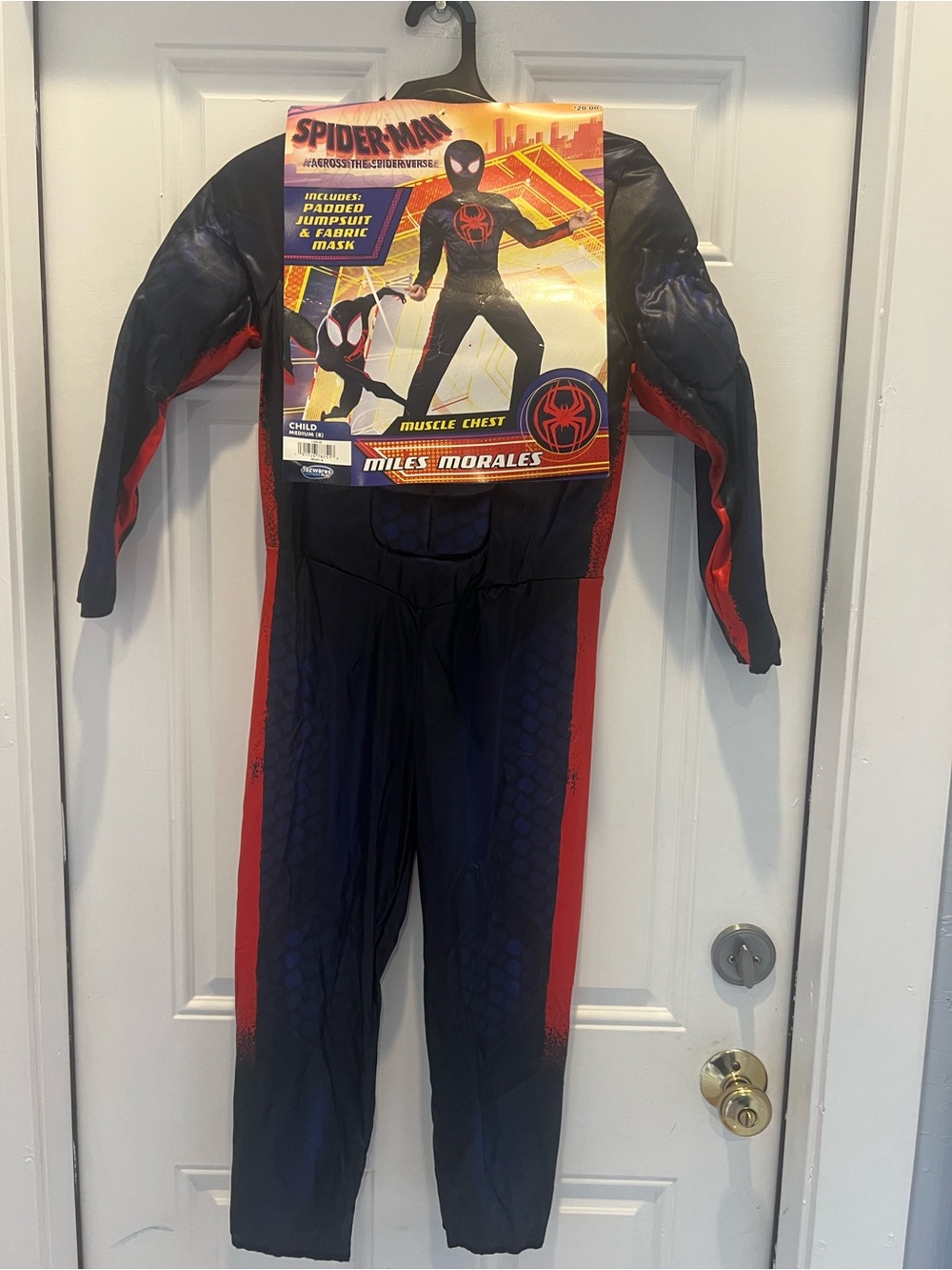 Miles Morales Spiderman Kids Costume  With Mask Size M 8  Padded NWT Halloween